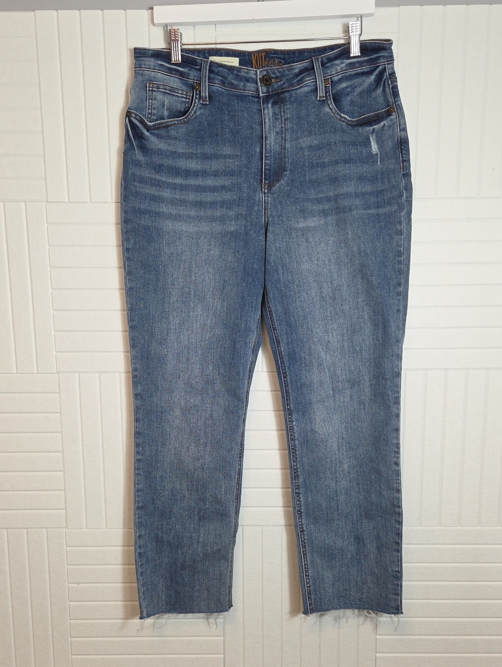 Kut From The Kloth Rena High Rise Straight Leg Raw Hem Jeans Size 14